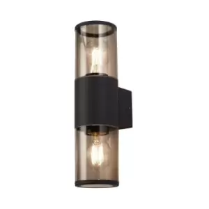 Luminosa Lighting - Wall Lamp 2 x E27, IP54, Anthracite, Smoked