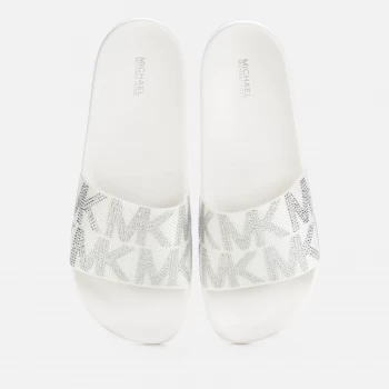 Michael Kors Womens Gilmore Slide Sandals - Optic White - UK 7