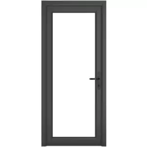 Crystal uPVC Single Door Full Glass Left Hand Open In 920mm x 2090mm Clear Double Glazed Grey/White (each)