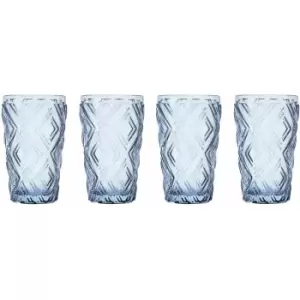 Set of Four Fleur Blue Highball Glasses - Premier Housewares