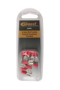 6.3mm Red Female Push On Insulated Terminal Pk 10 Connect 36866