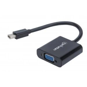 Manhattan Mini DisplayPort to VGA Adapter Cable 1080p Active Male to Female 1920x1080p@60Hz (1080p Full HD) 19.5cm Black Polybag