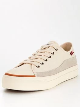 Levis Square Canvas Lace Up Trainer - Ecru , Ecru, Size 9, Men