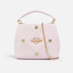 Love Moschino Womens Borsa Heart Studs Top Handle Bag - Powder