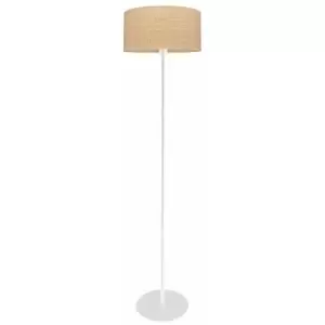 Helam Abba Floor Lamp With Shade Natural Rattan, White 40cm