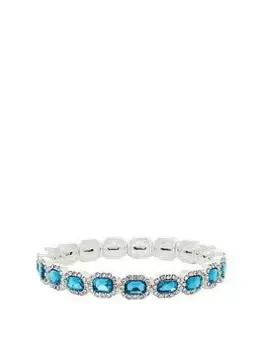 Jon Richard Silver and Blue Crystal Stretch Bracelet, Silver, Women