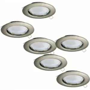 Loops - 2 pack 3 pack Flush Ceiling Downlight Satin Nickel Steel 3x 3W GU10 Bulb