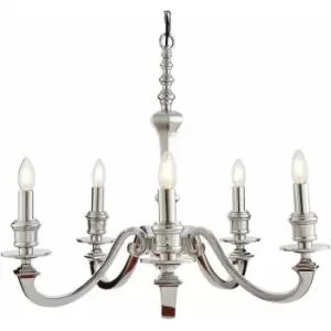 Loops - 5 Light Chandelier Pendant polished aluminium Ceiling Hanging Candelabra Lamp