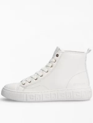 Guess Invyte Logo Sole Detail High Top Trainer, White, Size 7, Women
