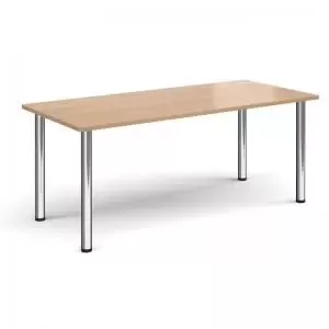 Rectangular chrome radial leg meeting table 1800mm x 800mm - beech