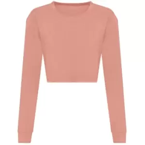 Awdis Womens/Ladies Long-Sleeved Crop T-Shirt (XL) (Dusty Pink)