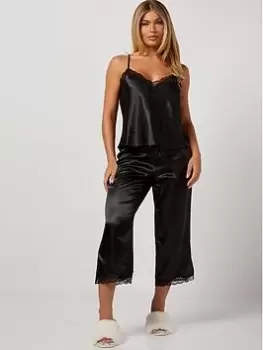 Boux Avenue Maisie Cami & Cropped Pant - Black, Size 14, Women