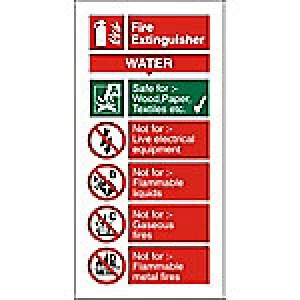 Fire Extinguisher Sign Water Aluminium 20 x 10 cm