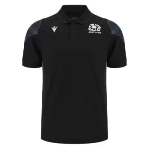 Macron Scotland Rugby 6 Nations Travel Polo 2023 2024 Adults - Black