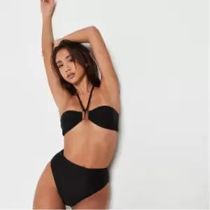 Missguided U Bend Bandeau Bikini Top - Black