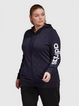 Adidas Essentials Linear Full Zip Hoodie - Plus Size, Navy, Size 2X, Women