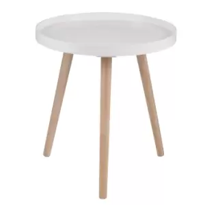 Pacari Natural Pine Wooden Leg Round Side Table Blush