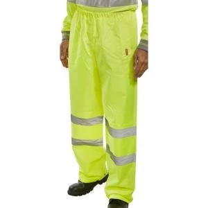 BSeen Traffic Trousers Hi Vis Reflective Tape 2XL Saturn Yellow Ref