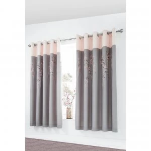 Embroidered Blossom Lined Eyelet Curtains