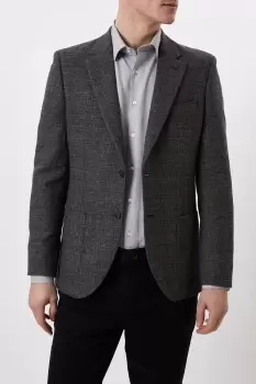 Slim Fit Dark Grey Cross Hatch Blazer