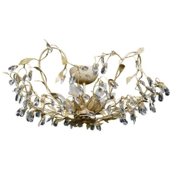 Linea Verdace Langelo 6 Light Glass & Crystal Ceiling Light Beige Gold
