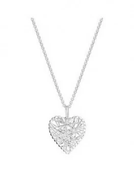 Simply Silver Sterling Silver 925 Diamond Cut Mesh Wrap Heart Pendant