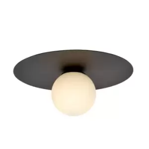 Solar Black Globe Ceiling Light with White Glass Shades, 1x E14