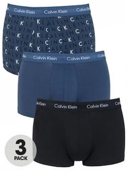 Calvin Klein Low Rise Trunks (3 Pack) - Blue/Black, Size S, Men