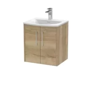 Hudson Reed Juno 500mm Wall Hung 2 Door Vanity & Curved Basin - Autumn Oak