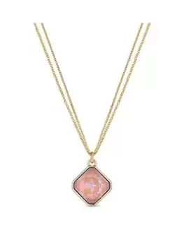 Jon Richard Dusky Pink Cushion Pendant, Gold, Women