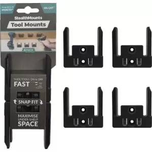 Stealth Mounts 4 Pack Tool Mounts For Makita 18V LXT Tools Black