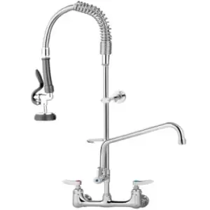 VEVOR Commercial Faucet with Sprayer, 8" Adjustable Center Wall Mount Kitchen Faucet with 12" Swivel Spout, 43" Height Compartment Sink Faucet for Ind