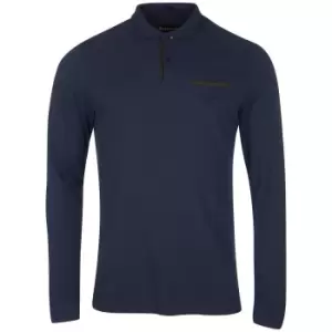 Barbour Mens Essential Long Sleeve Pocket Polo Shirt Navy Small