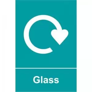 Glass Recycling&rsquo; Sign; Rigid 1mm PVC Board 200mm x 300mm