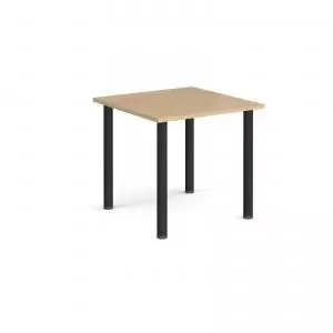 Rectangular Black radial leg meeting table 800mm x 800mm - kendal oak