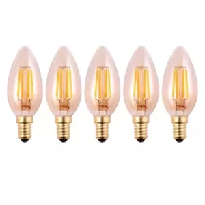 4.5 Watts E14 LED Bulb Amber Candle Warm White Dimmable, Pack of 5