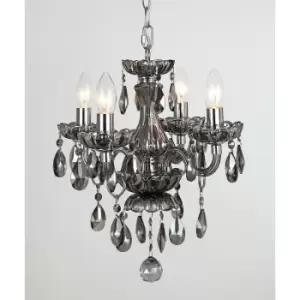 Impex Rodeo Smoke Crystal 4 Arm Chandelier