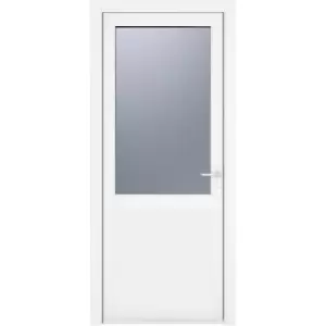 Crystal uPVC Single Door Half Glass Half Panel Left Hand Open In 920mm x 2090mm Obscure Double Glazed White (each)