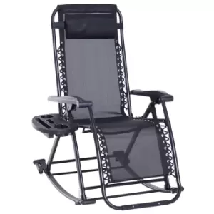 Outsunny Folding Recliner Zero-Gravity Seat - Black