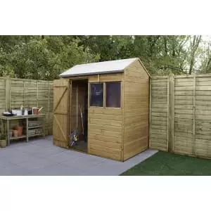 Forest Garden 6 x 4ft Reverse Apex Shiplap Dip Treated Shed with Assembly