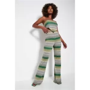 I Saw It First Green Slinky Printed Flared Trouser - Green