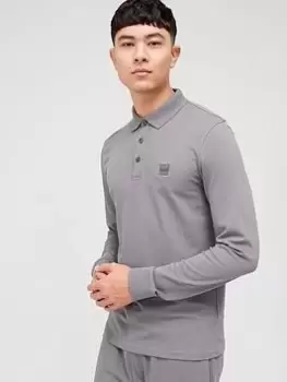 BOSS Boss Passerby Long Sleeve Polo Shirt, Dark Grey Size M Men