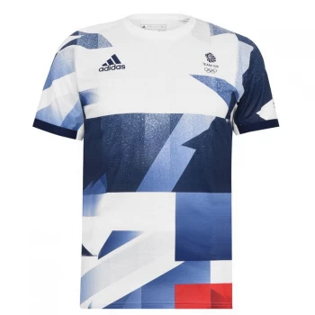 adidas Team GB HEAT. RDY Tennis T Shirt Mens - Red/indigo