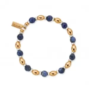 Gold And Silver Shiny Oval Sodalite Bracelet GMBSBCR