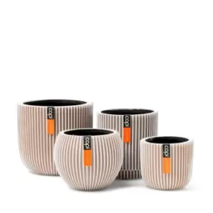 Capi Europe Nature Groove Planter Pot Collection 4 Pack; Vase Ball Groove 13Cmx10Cm; Planter Ball 14X13Cm; Planter Ball 17X15Cm; Vase Cylinder 11X12Cm