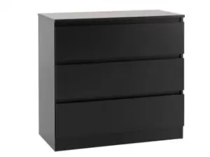 Seconique Malvern Black 3 Drawer Low Chest of Drawers