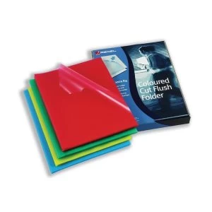 Rexel A4 Polypropylene Cut Flush Folder Assorted Colours - 1 x Pack of 100 Folders