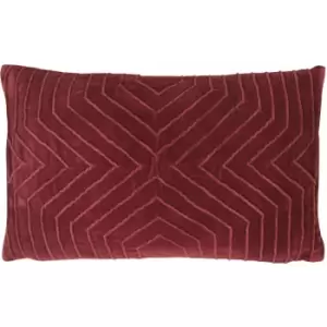 Furn Mahal Geometric Pleat 100% Cotton Cushion Cover, Berry, 30 x 50 Cm