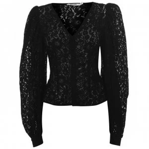 NA-KD Puffy Sleeve Lace Blouse - Black