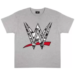 WWE Girls Camo Logo Heather T-Shirt (9-10 Years) (Heather Grey)